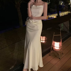 Spaghetti Strap Plain Maxi Sheath Dress