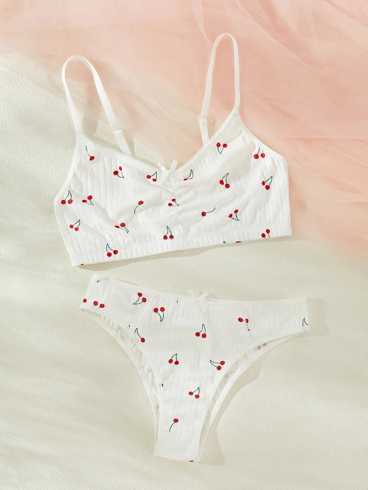 Young Girls Printed Homewear Night Cute Stretch Top And Panty Underwear