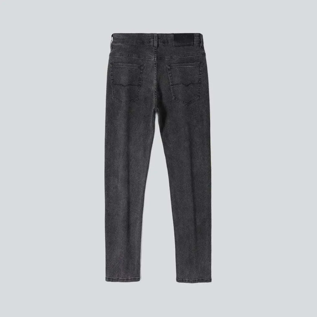 Black grey slim men's jeans