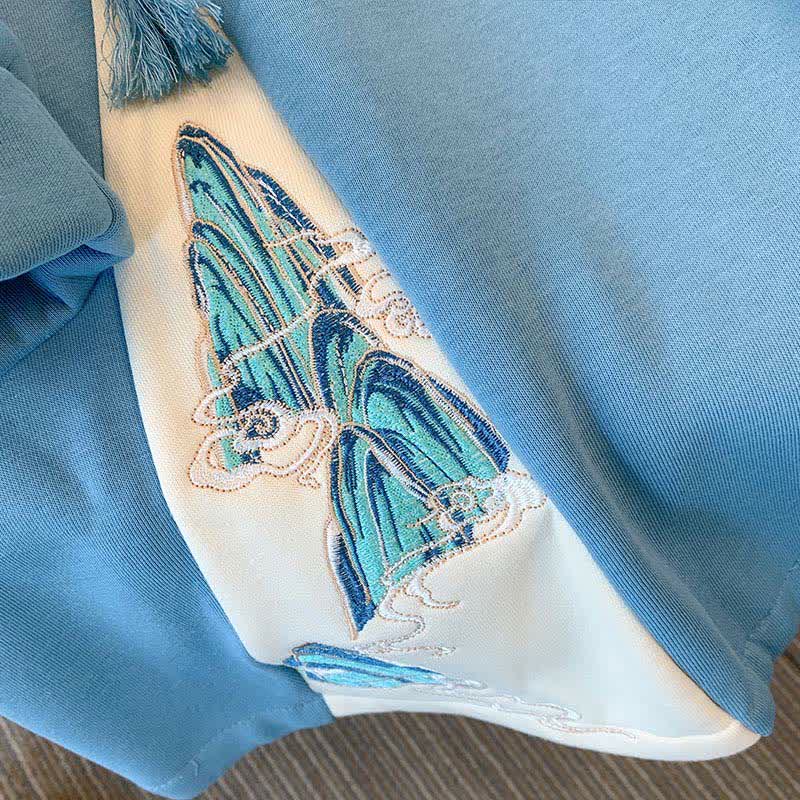 Aesthetic Embroidery Buckle Plush Hoooded Sweatshirt Dress