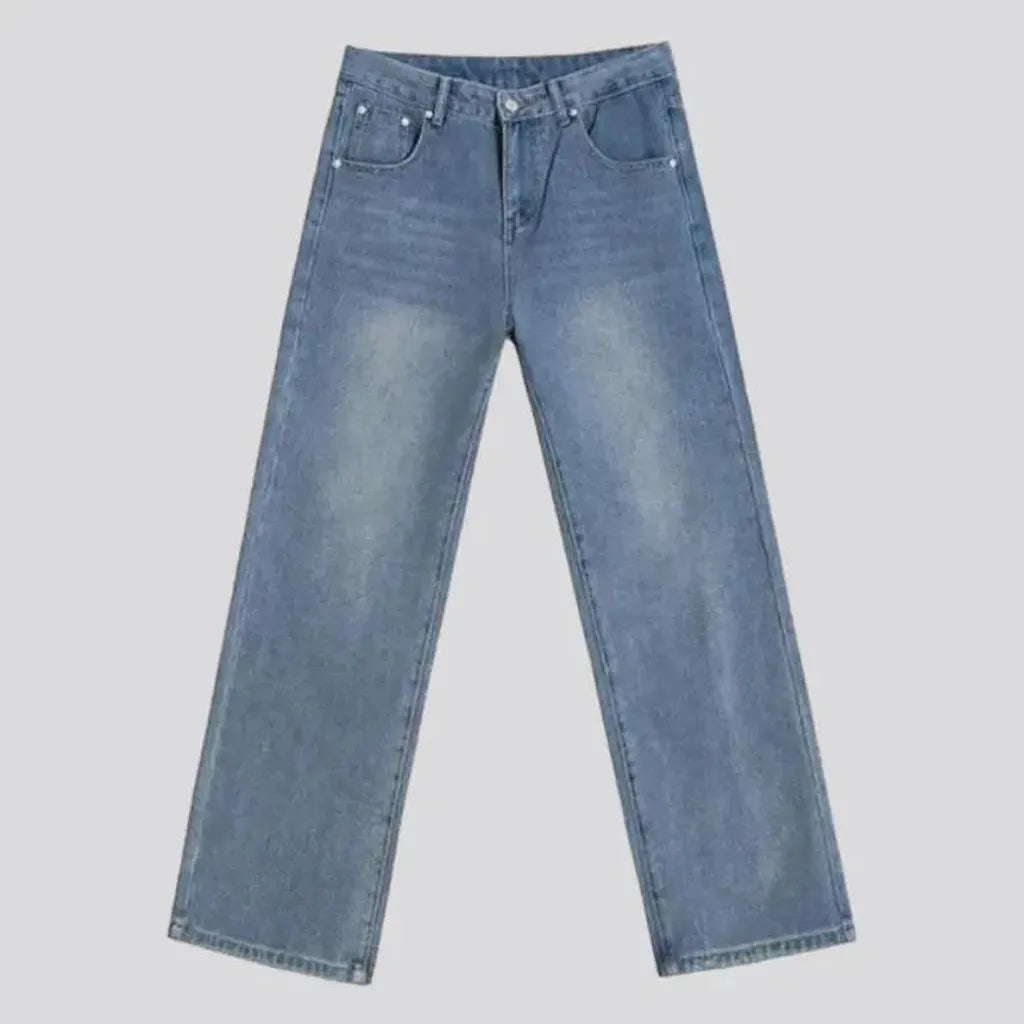 Mid-waist baggy jeans for men