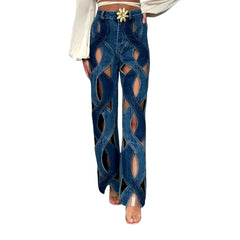 Cutout high-rise fashion jeans for ladies