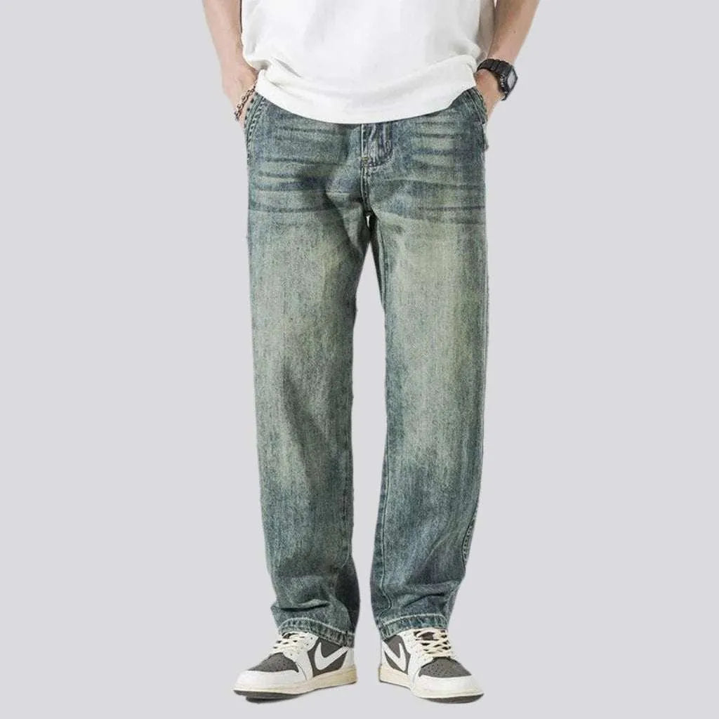 Whiskered sanded jeans for men