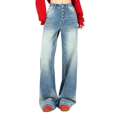 Fashionable high-rise baggy women's jeans