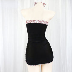 Cute Slim Dress Black Animal Print Style
