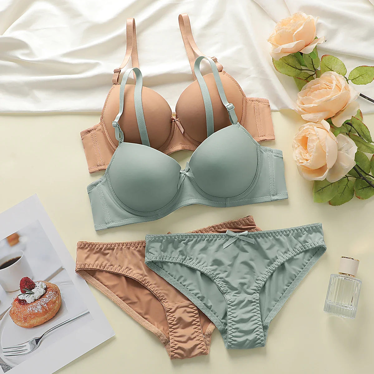 best-seller 2-piece Combination Color Solid Color Bra