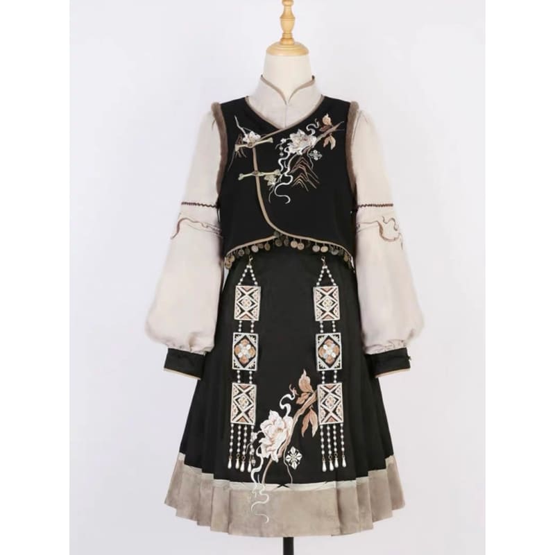 Black Cloud Cheongsam Dress