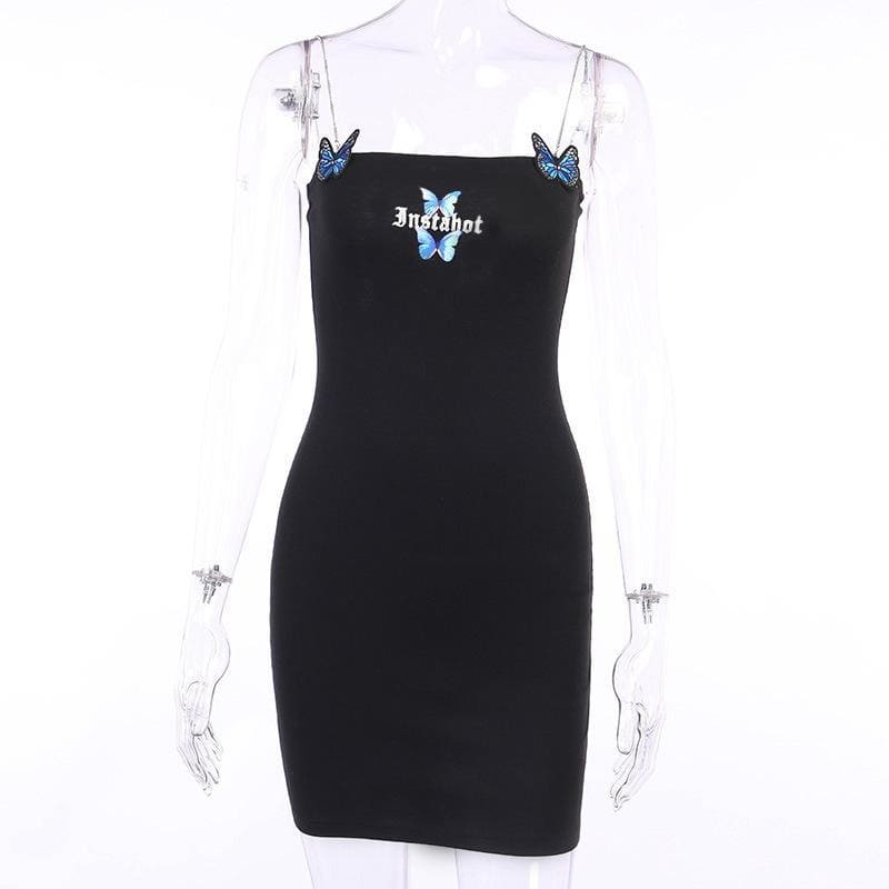 Black Dress "Instahot" Cute Suspender Dress EE0861