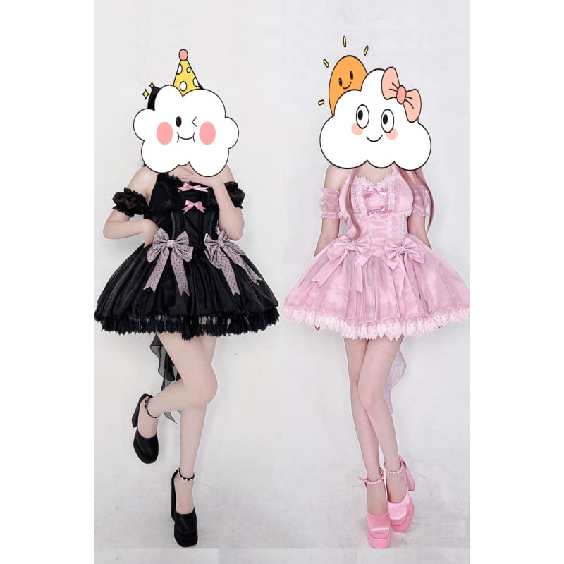 Black Dress Pink Bows Sweet Dream Lolita Dress