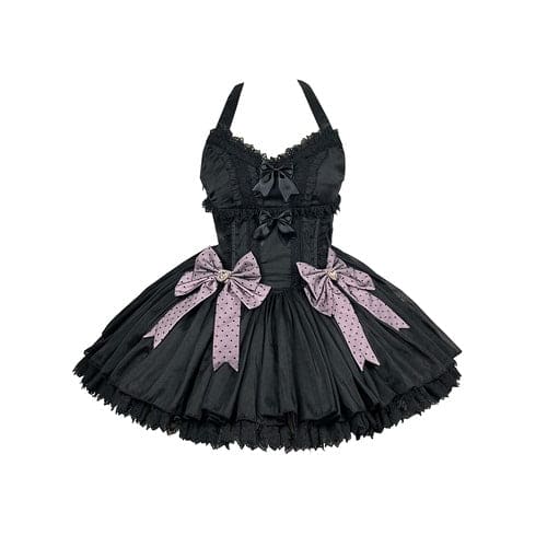 Black Dress Pink Bows Sweet Dream Lolita Dress