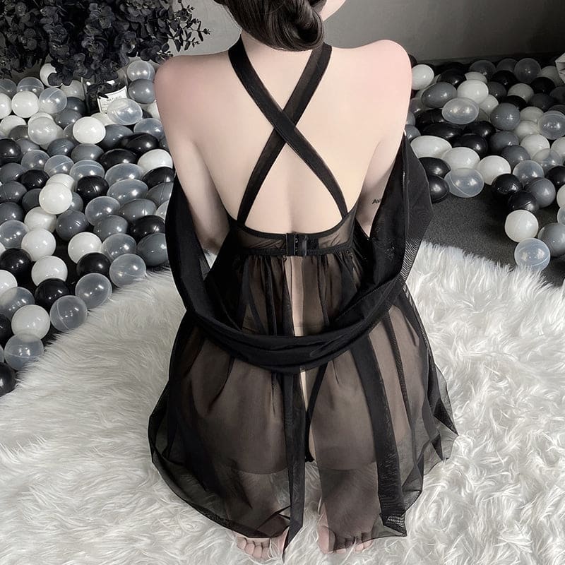 Black White Sheer Cute Lingerie Dress