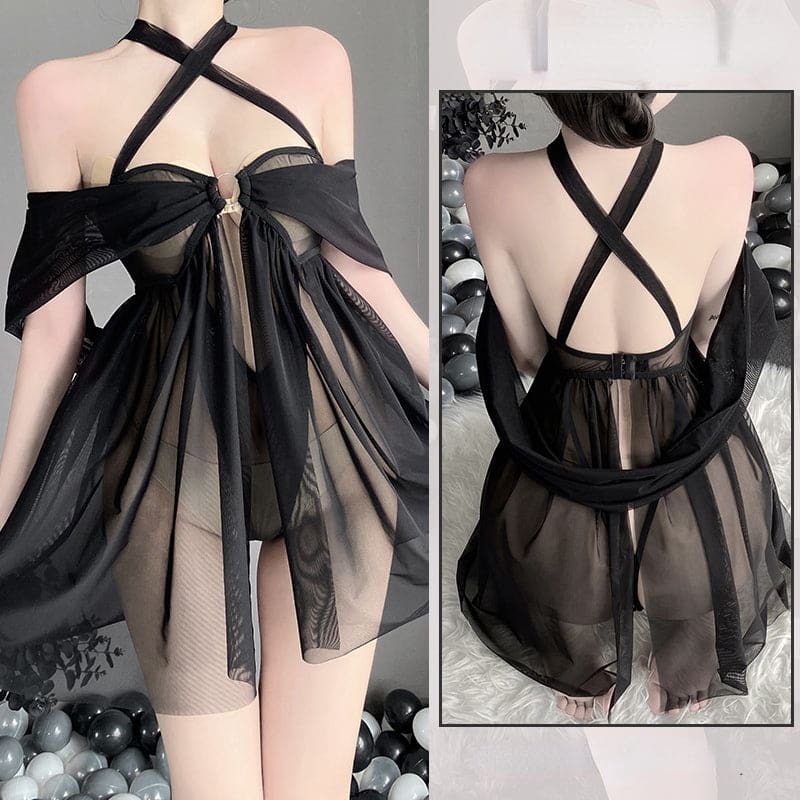 Black White Sheer Cute Lingerie Dress