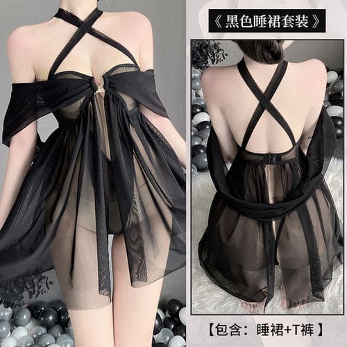 Black White Sheer Cute Lingerie Dress