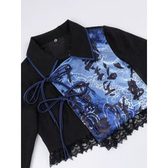 Black with Blue Chinese Cheongsam Dress
