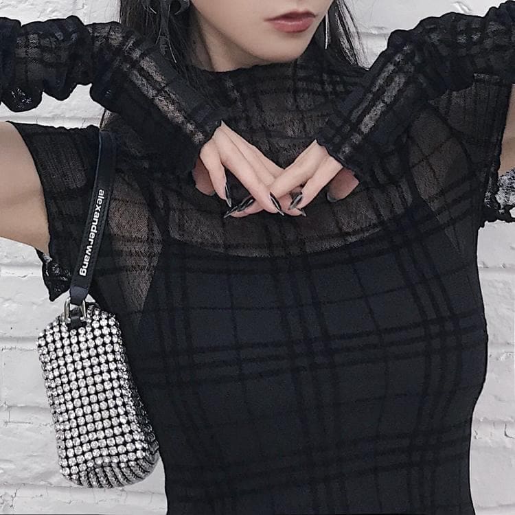 Black/Red Goth Girl Look Gauze Dress