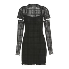 Black/Red Goth Girl Look Gauze Dress