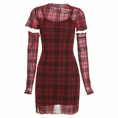 Black/Red Goth Girl Look Gauze Dress