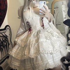 Bloody Ghost Anna Queen Lolita White Dress Red
