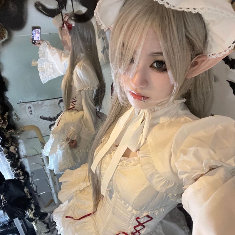 Bloody Ghost Anna Queen Lolita White Dress Red