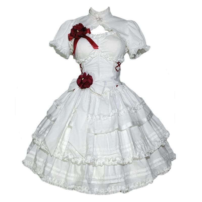 Bloody Ghost Anna Queen Lolita White Dress Red