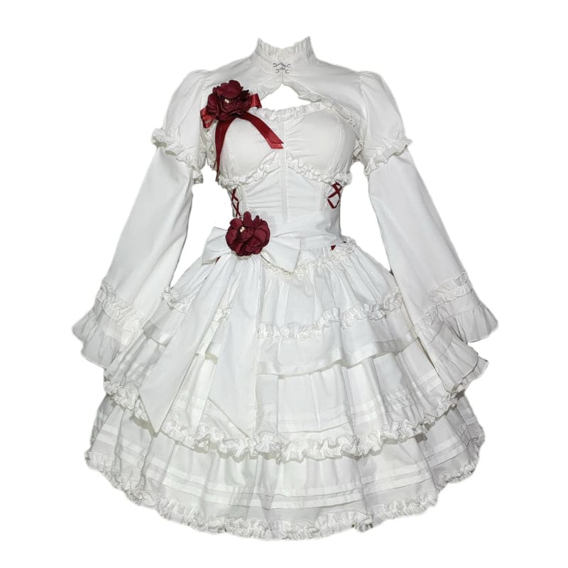Bloody Ghost Anna Queen Lolita White Dress Red