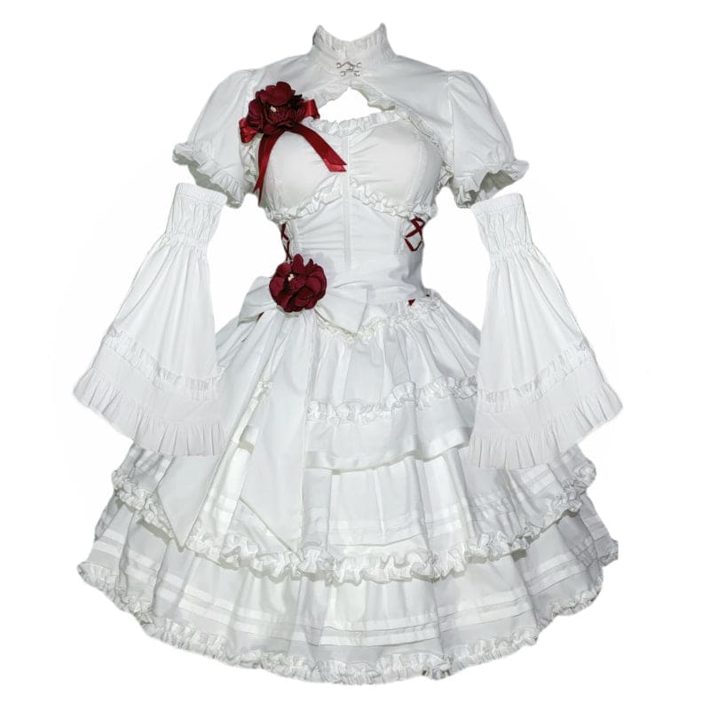 Bloody Ghost Anna Queen Lolita White Dress Red