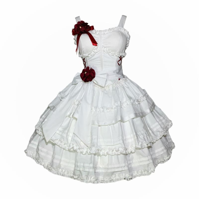 Bloody Ghost Anna Queen Lolita White Dress Red