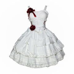 Bloody Ghost Anna Queen Lolita White Dress Red