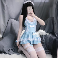 Blue Lace Bowknot Dress