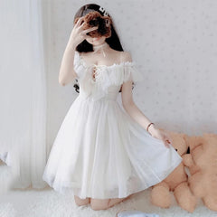 Blue/White Fairy Soft Princess Off Shoulder Dress