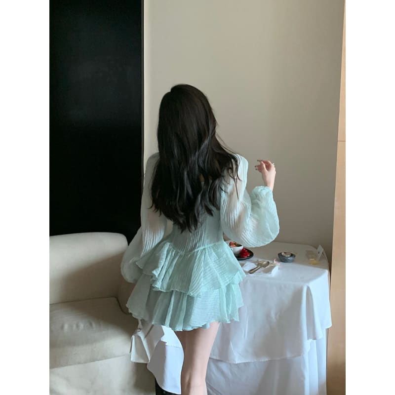 Blue/White Kawaii Kfashion High Waist Dress