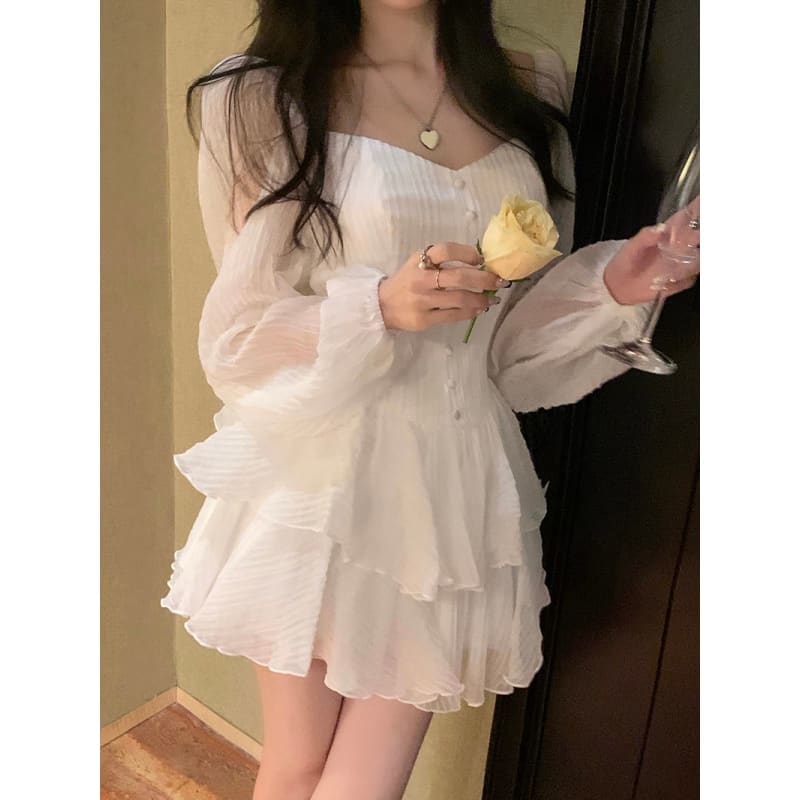 Blue/White Kawaii Kfashion High Waist Dress
