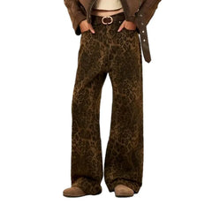 Brown leopard-print jeans for ladies