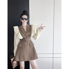 Brown/Black Blazer Dress