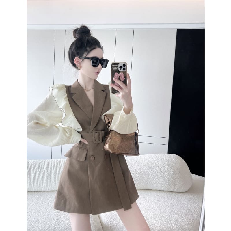 Brown/Black Blazer Dress