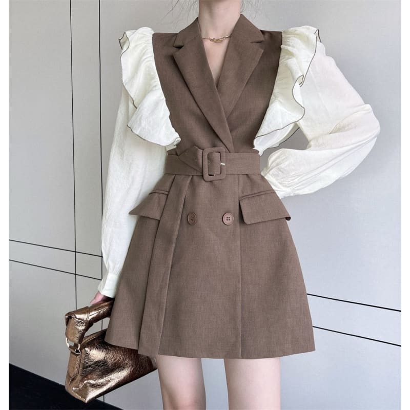 Brown/Black Blazer Dress