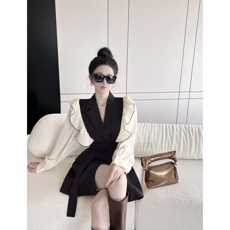 Brown/Black Blazer Dress