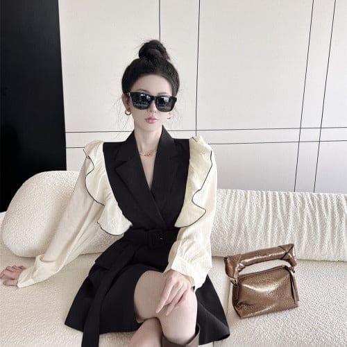Brown/Black Blazer Dress