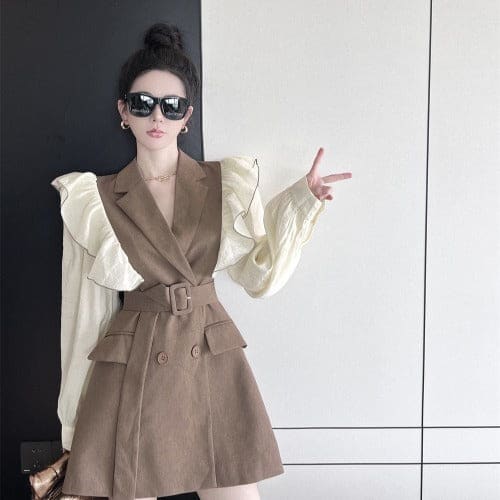 Brown/Black Blazer Dress