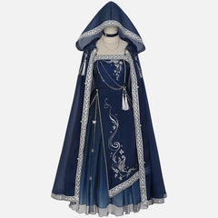 Dreamy  Embroidery Butterfly Chain Slip Dress Hooded Cloak