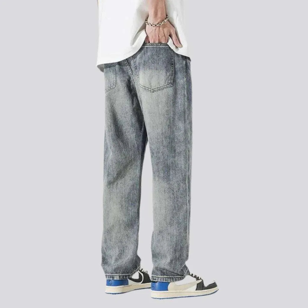 Whiskered sanded jeans for men