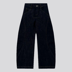 Contrast pattern baggy jeans for men