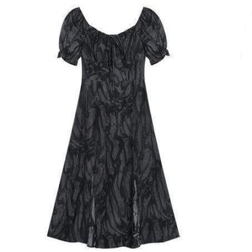 Cool Alternative Grunge Open Leg Long Black Gray Dress