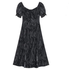 Cool Alternative Grunge Open Leg Long Black Gray Dress