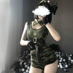 Cool Girl Army Soldier Costume Roleplay Policewoman Lingerie Dress