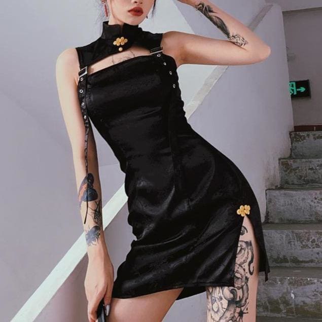 Cool Punk Trendy Black Dress EE0944