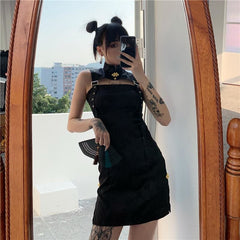 Cool Punk Trendy Black Dress EE0944