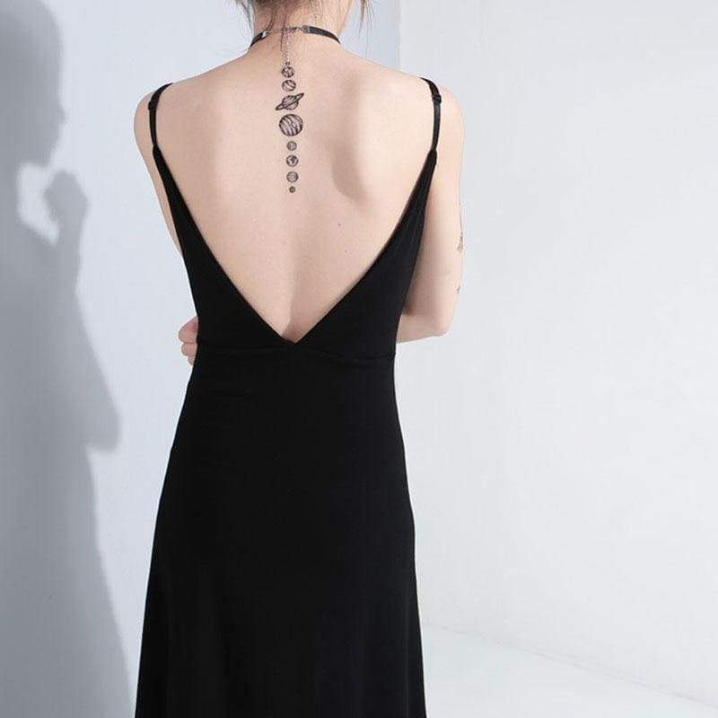 Cool Set Gothic Lace Up Hollow Sweatshirt Hoodie Split Long Dress Two Piece Set