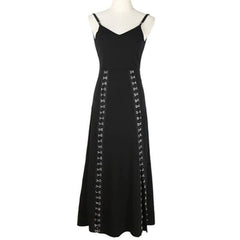 Cool Set Gothic Lace Up Hollow Sweatshirt Hoodie Split Long Dress Two Piece Set