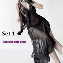 Court Retro Perspective Lace Hollow Out Suspender Nightdress